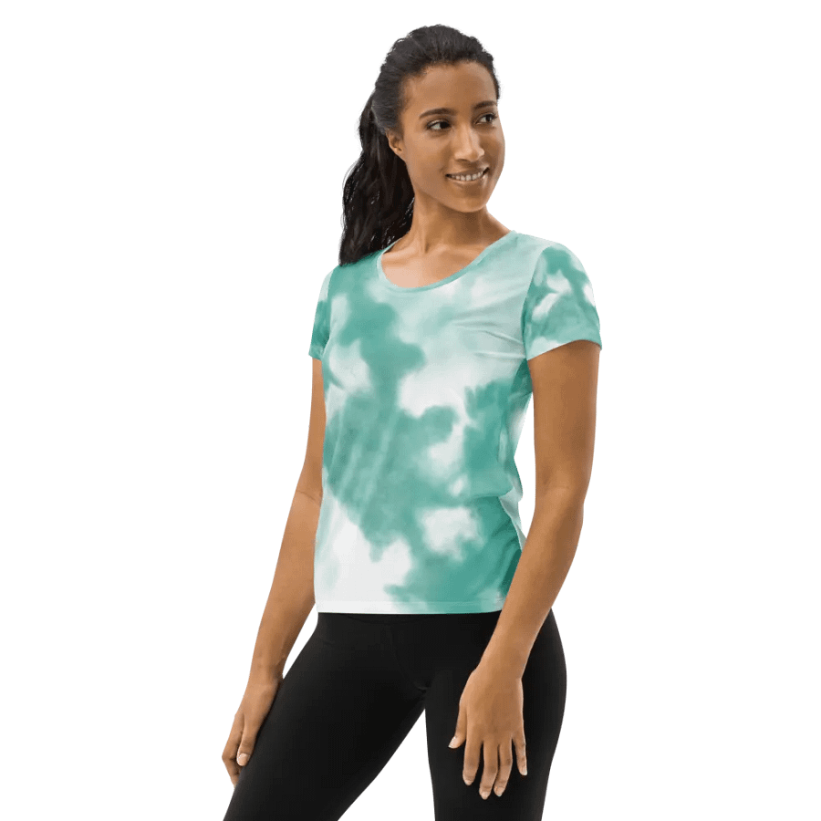 Aqua Swirl All-Over Women's Athletic Tee product image (3)
