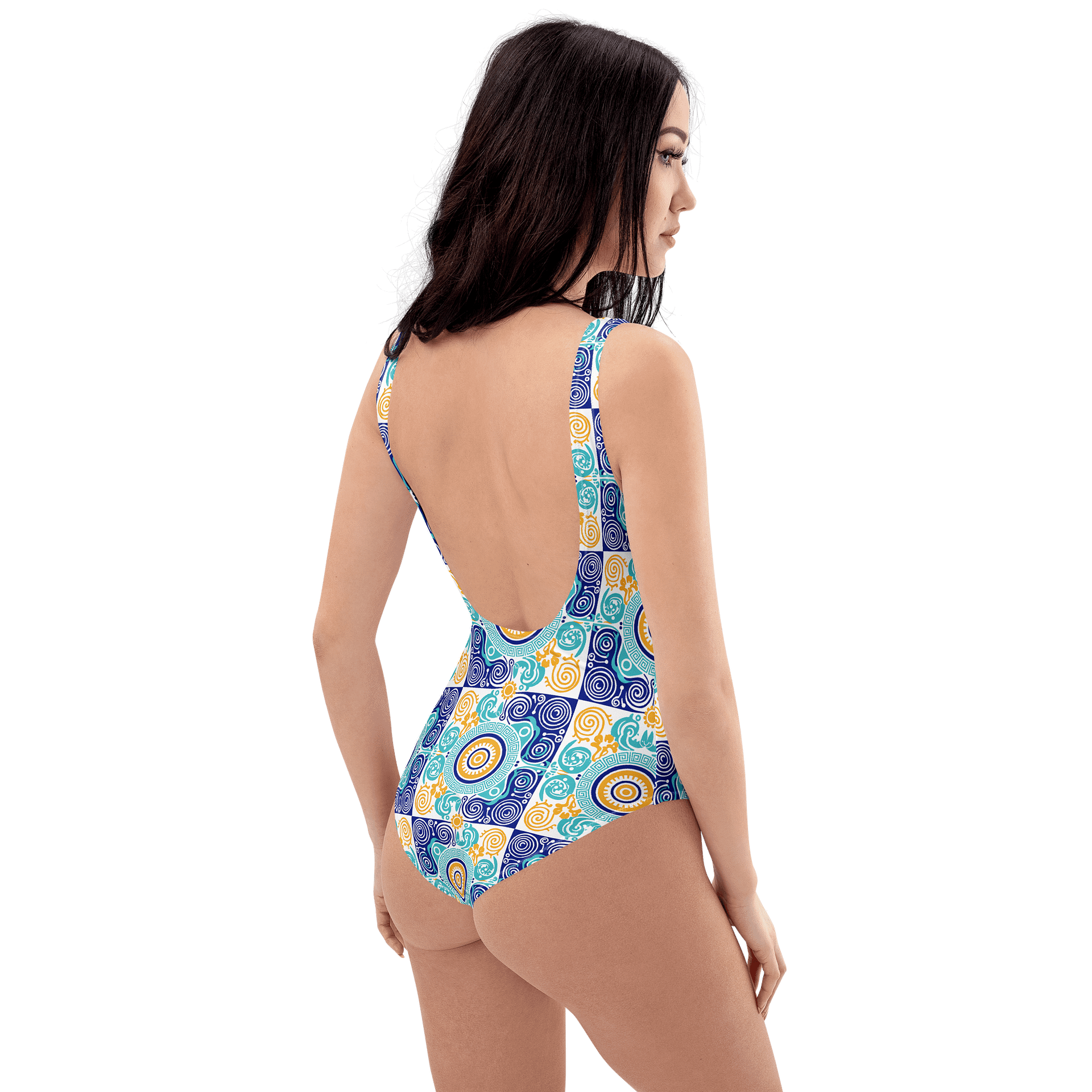 Santorini Mosaic One-Piece Swimsuit – Wanderlust Island Swimwear product image (8)