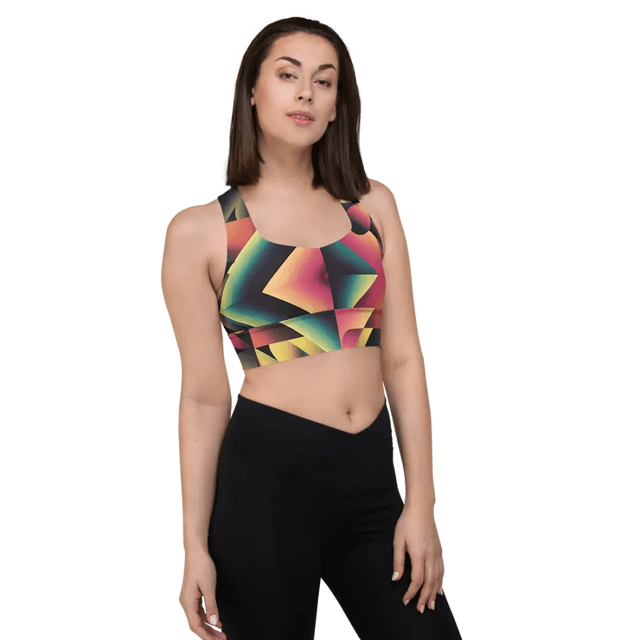 Abstract Lithographic Pattern Design Longline Sports Bra - V7 product image (5)