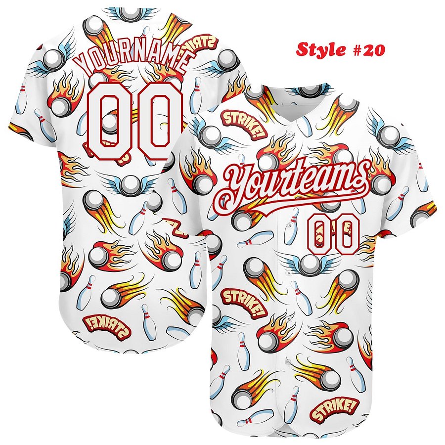 Authentic Baseball Jersey, Custom Baseball Jersey, Personalized Sport Jersey, Colorful, Number, Bowling product image (235)