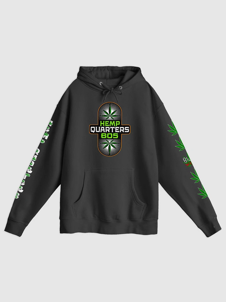 Hemp Quarters Black Hoodie Front, Back and Sleeves product image (1)