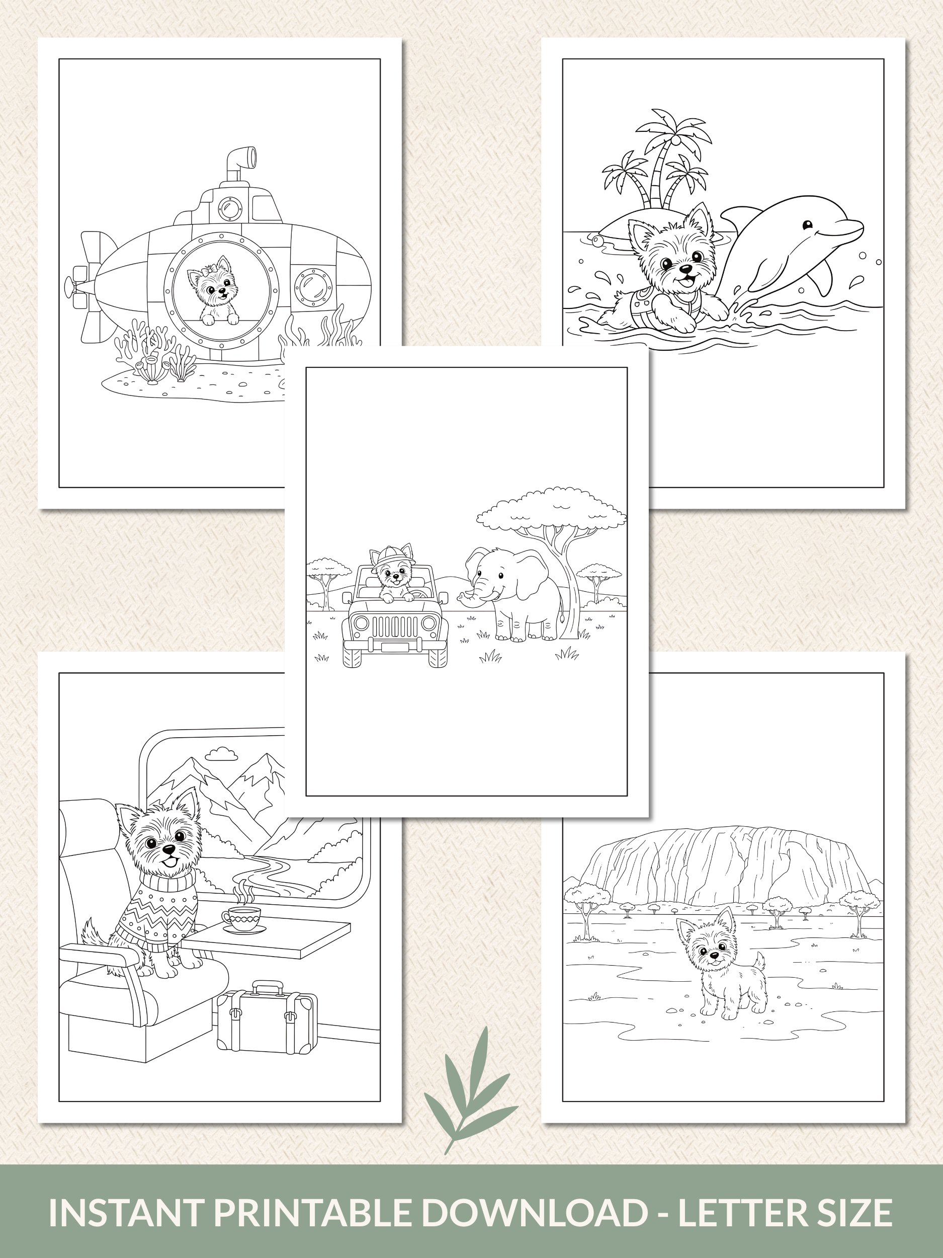 Printable Cute Yorkie Dog Fantasy Adventures Coloring Pages Volume 2 – 25 Fun Designs product image (5)
