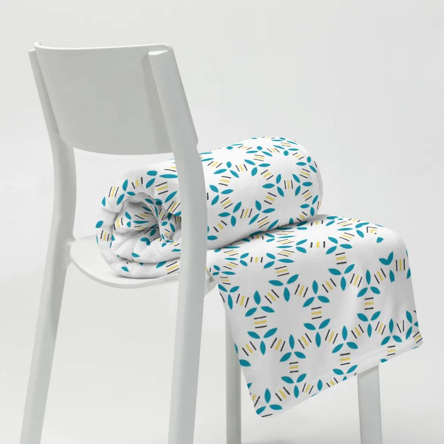 Harmony Hues Throw: Teal, White & Yellow product image (6)