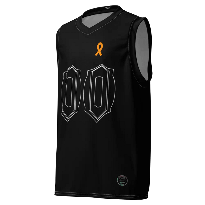 Cancer Awareness - Orange Ribbon - Black - Recycled Unisex Basketball Jersey - White HApex Gear White Logo product image (1)