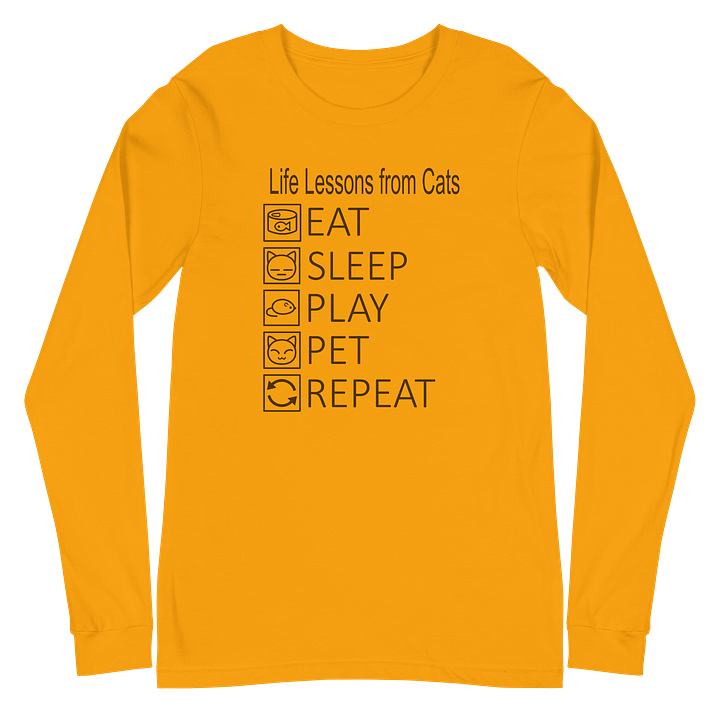 Life Lessons from Cats Unisex Long Sleeve Tee, Black Print product image (2)