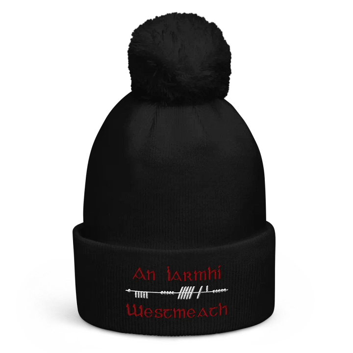 Westmeath/An Iarmhí Scholastic style Ogham embroidered Pom-Pom Beanie product image (1)