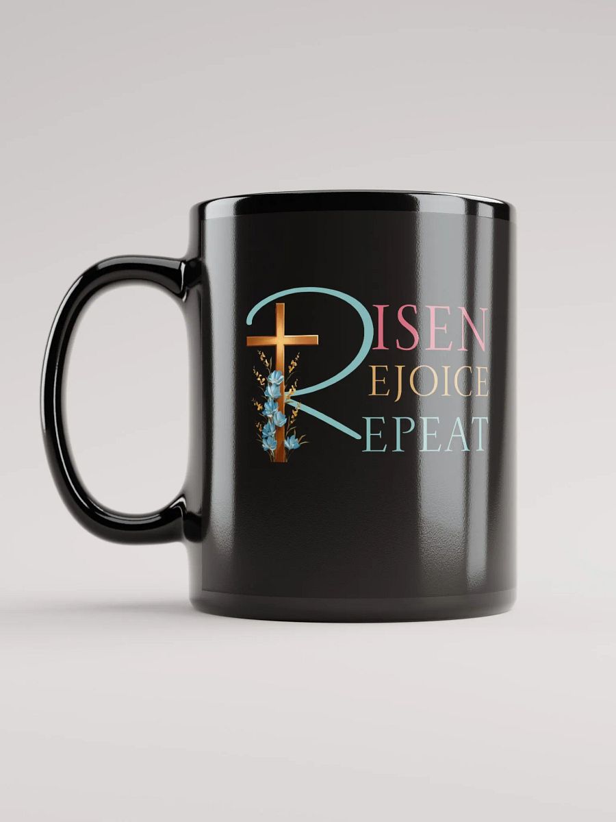 Risen Rejoice Repeat Floral Cross Ceramic Mug product image (6)