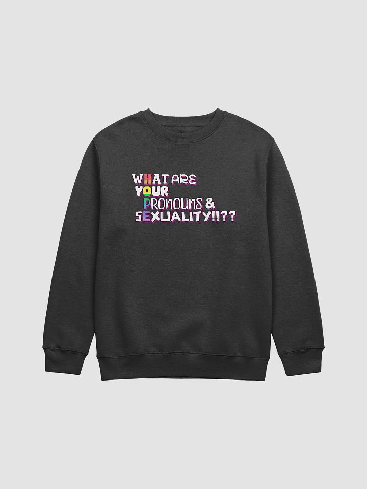 WHAT ARE YOUR PRONOUNS AND SEXUALITY!? - dark sweatshirt product image (3)