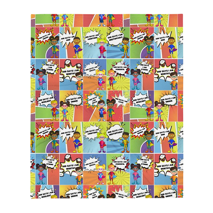 God Says I Am.. Affirmations-Retro Christian Comic Throw Blanket product image (2)