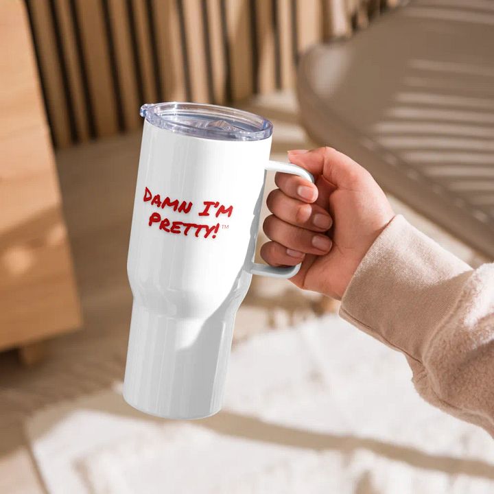 Damn I'm Pretty Travel Mug - Red Lettering product image (2)