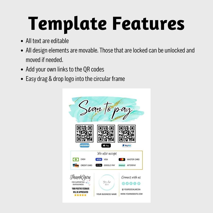 Marina - Scan To Pay QR Code Sign Template product image (5)