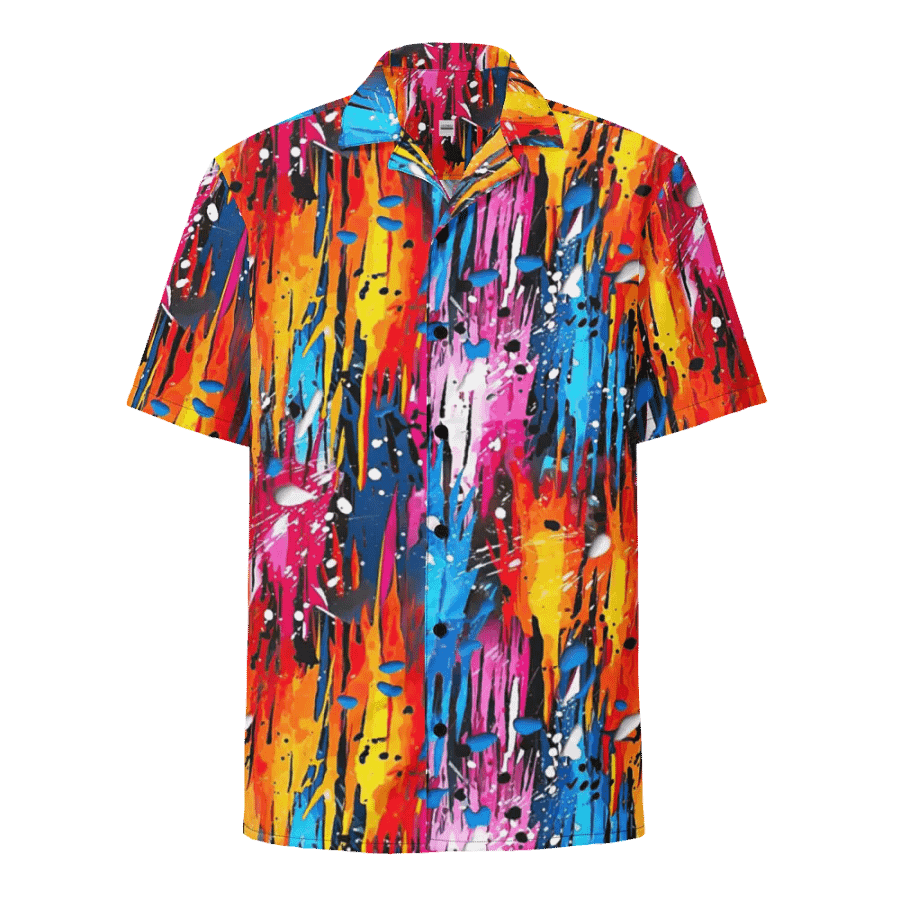 Custom Unisex Button Down Short Sleeve Shirt _ CoachShawStudio's Streetwear Collection_ Abstract Graffiti Art Mountain Blizzard _ Vibrant Colored Designer Shirt product image (1)