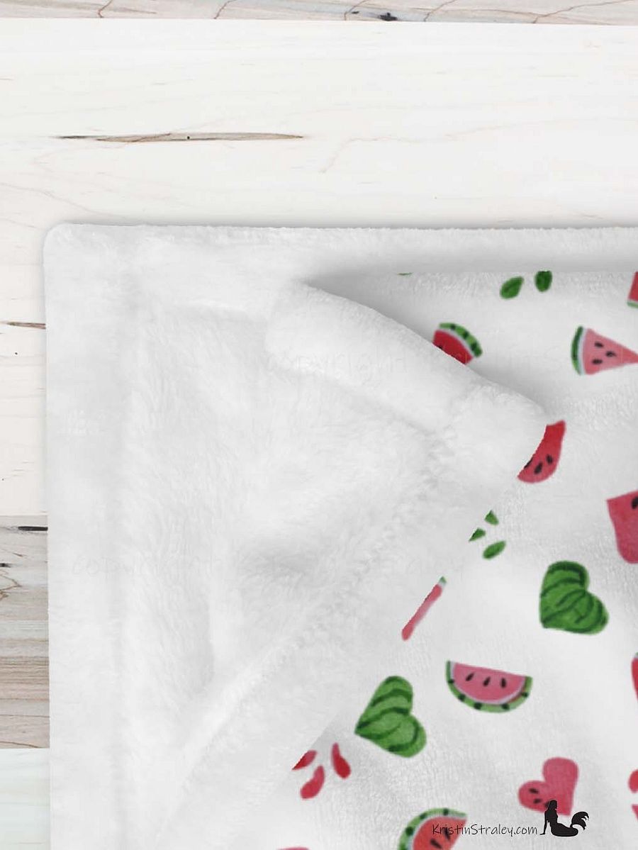 Watermelons and Hearts Fleece Throw Blanket product image (2)