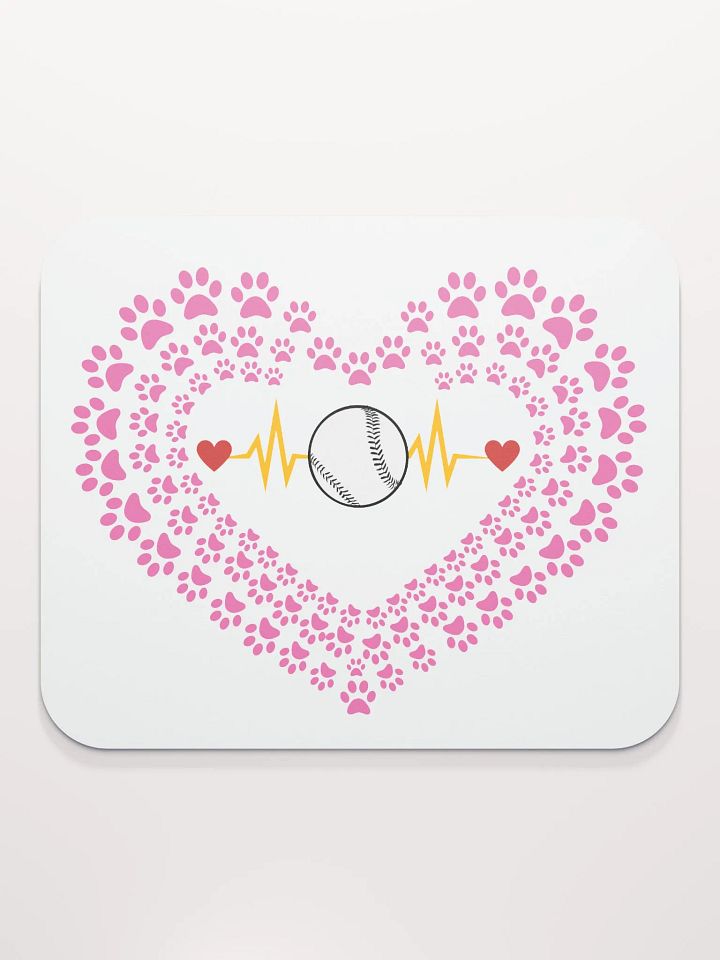 Heart Paw Print Baseball Mouse Pad product image (2)