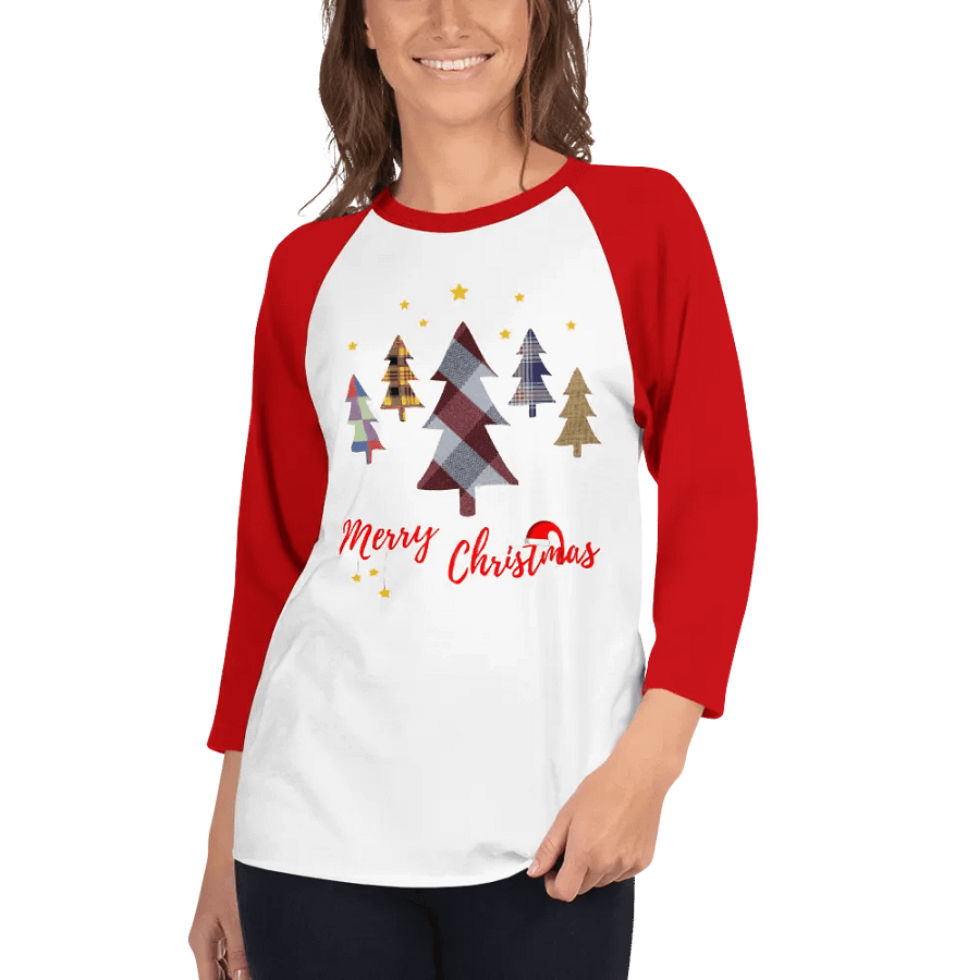 Happy Holidays in Christmas Fine Jersey Raglan Tee product image (57)