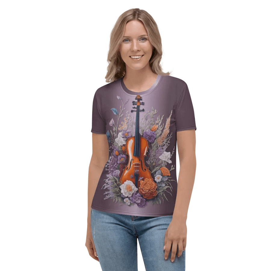 Floral Violin All Over Print T-shirt product image (2)