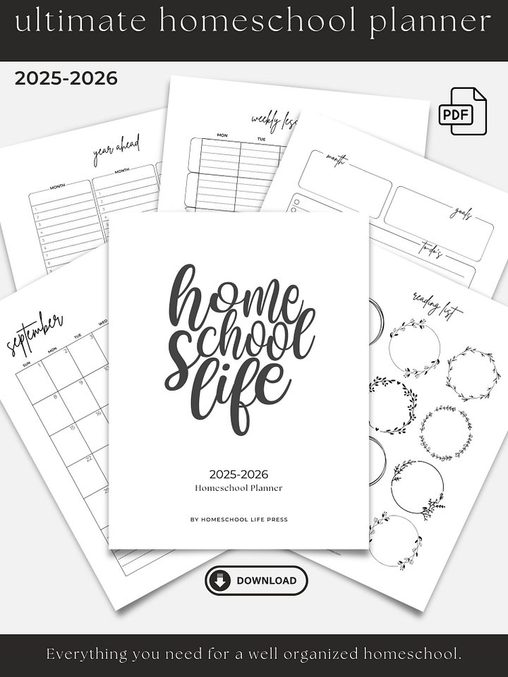 2025-2026 Classic Homeschool Planner Printable product image (1)