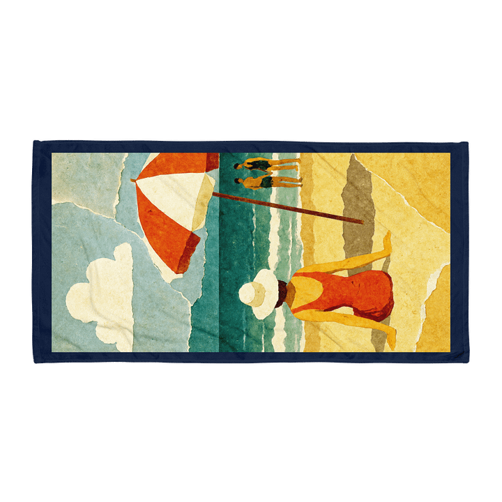 VINTAGE BEACH DAY TOWEL – 30"x60", COTTON TERRY BACK, SUN-SOAKED RETRO ILLUSTRATION product image (1)