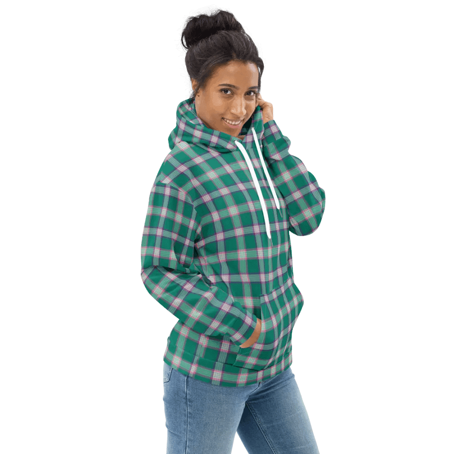 Emerald Green and Purple Plaid Hoodie product image (1)