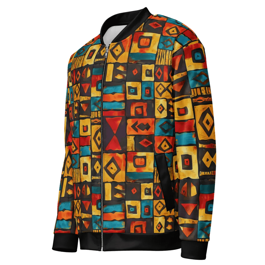 African Vibrant Geometric Splendor Bomber Jacket product image (4)