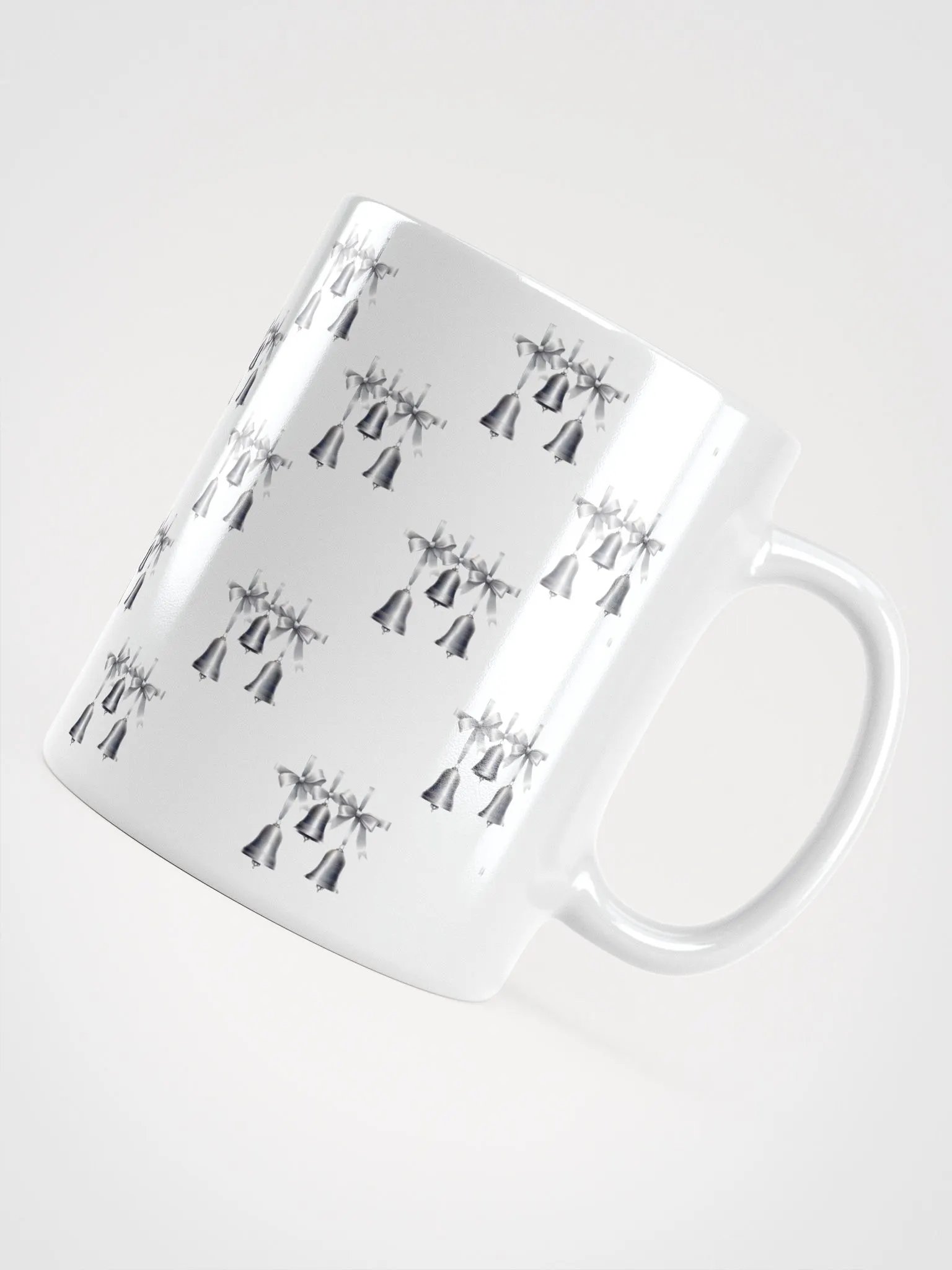Silver Sleigh Bells Pattern Design White Mug product image (12)