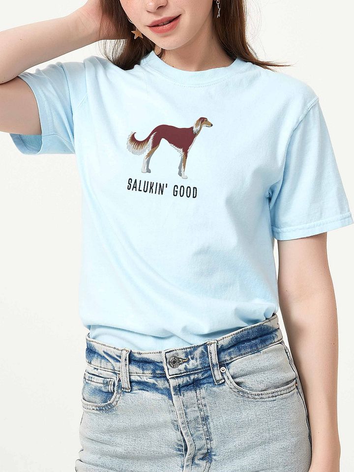 Salukin' Good T-Shirt(Embroidered) of a Saluki(Chocolate) product image (2)