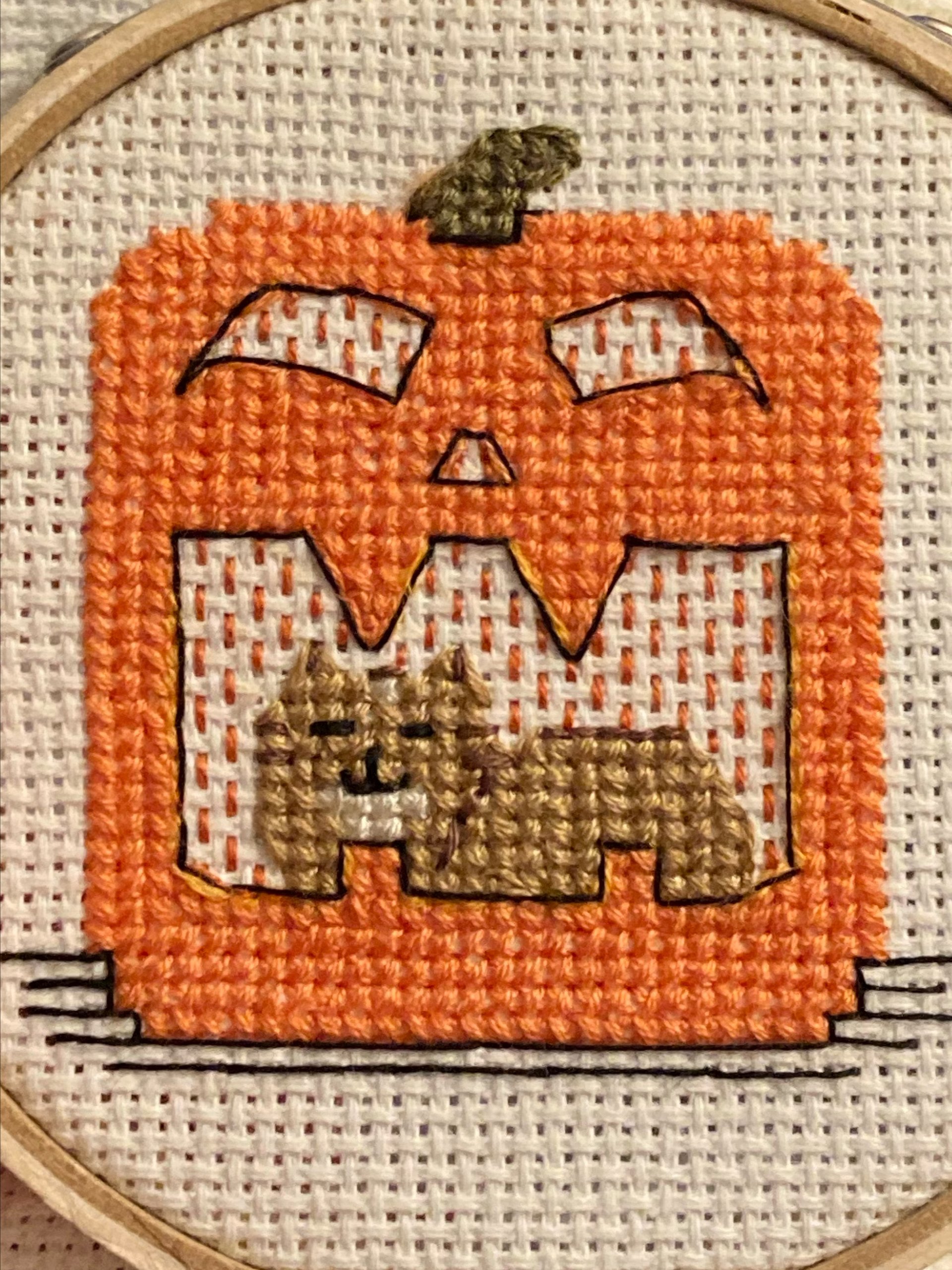 Pumpkin Cat Cross Stitch Pattern product image (2)