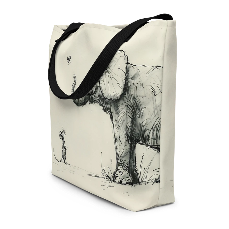 Tote Bag: Mouse and Elephant Unexpected Friendship Enjoy the Simple Moments Minimalist Design product image (4)