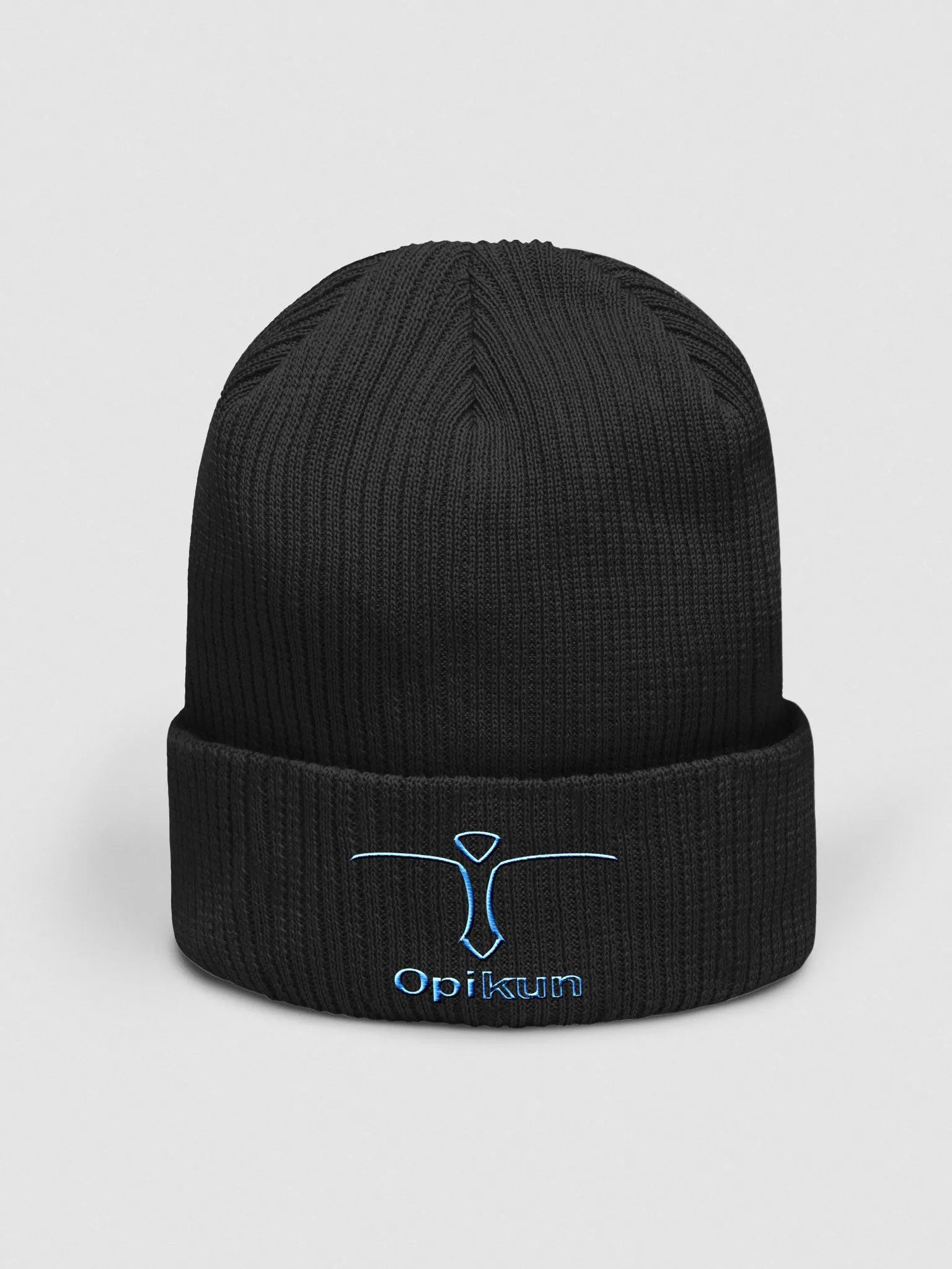 Opikun - Blue - Beechfield Organic Ribbed Beanie product image (1)