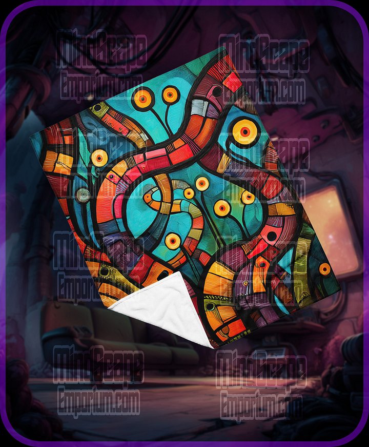 Surreal Organic Abstract Art Throw Blanket | Bioluminescent Alien Flora Design | Vibrant Painterly Cozy Home Décor Accent product image (1)