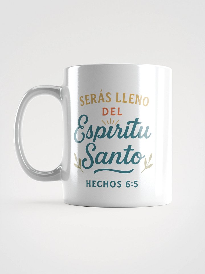 White Christian Mug – “Serás Lleno del Espíritu Santo” – Spanish Acts 6:5 product image (1)