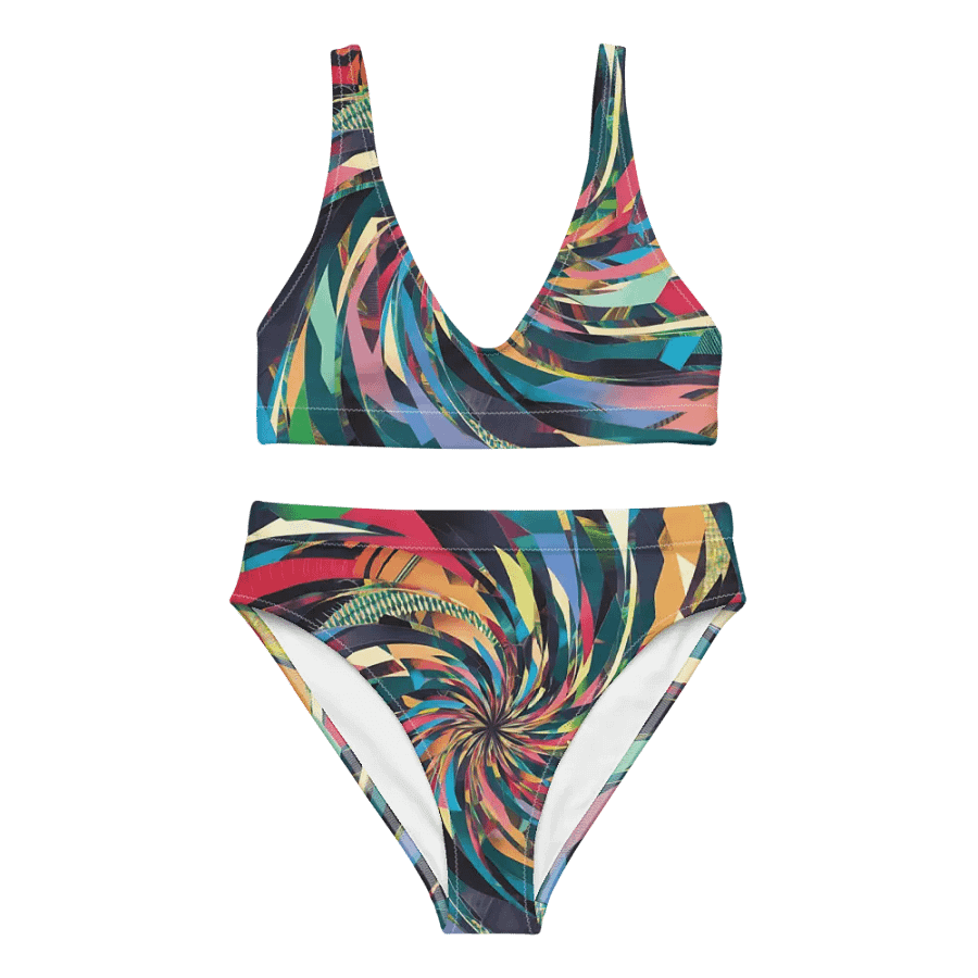 Abstract Lithographic Pattern Design High Waisted Bikini - V11 product image (8)