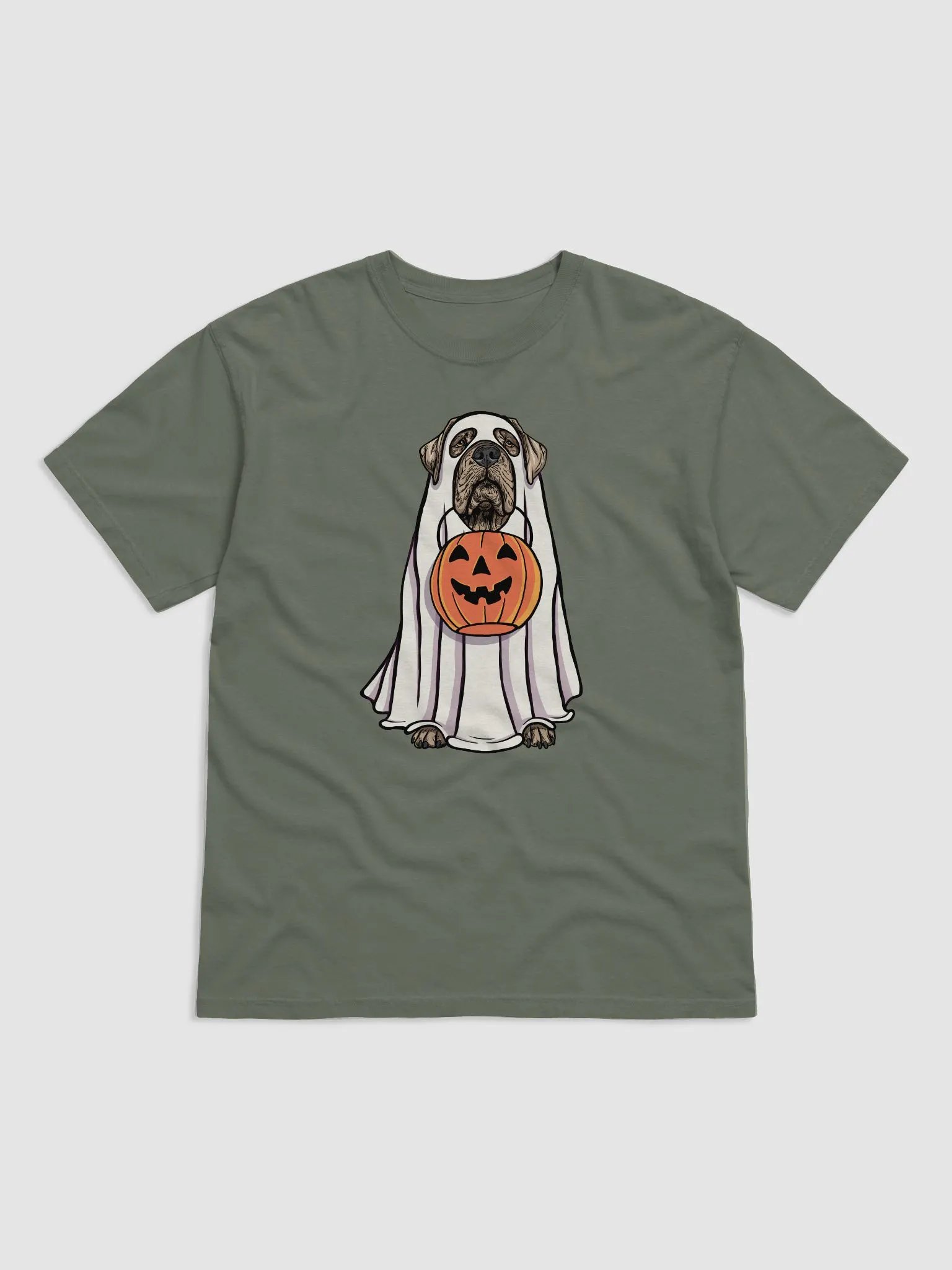 Funny Halloween Neapolitan Mastiff T-Shirt | Funny Dog Wearing a Ghost Costume and Holding a Pumpkin Basket product image (12)
