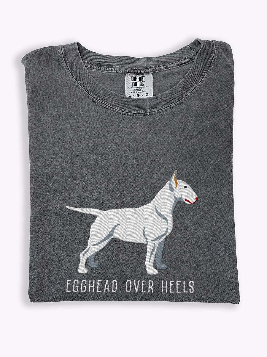 Egghead Over Heels T-Shirt(Embroidered) of an English Bull Terrier(White) product image (1)