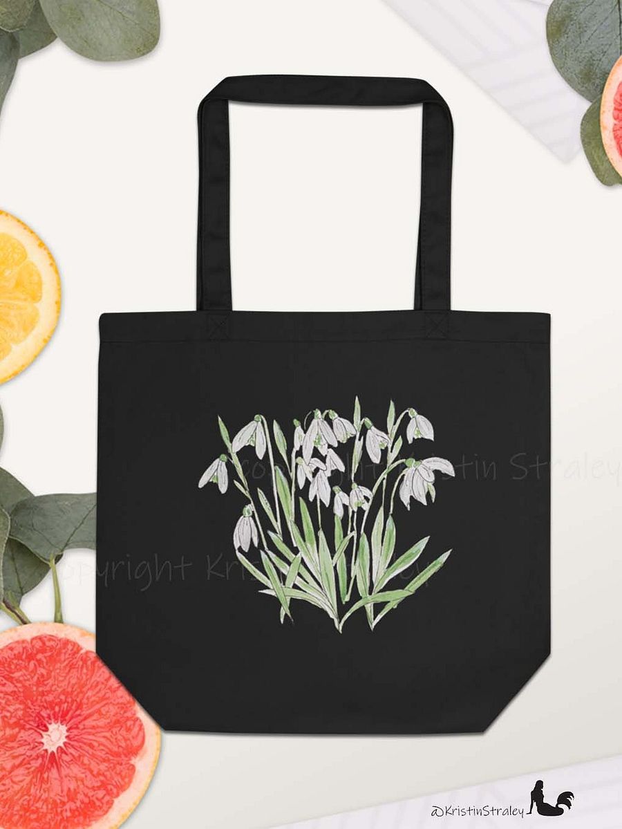 Snowdrop Watercolor and Ink Flowers Eco Cotton Tote Bag product image (5)