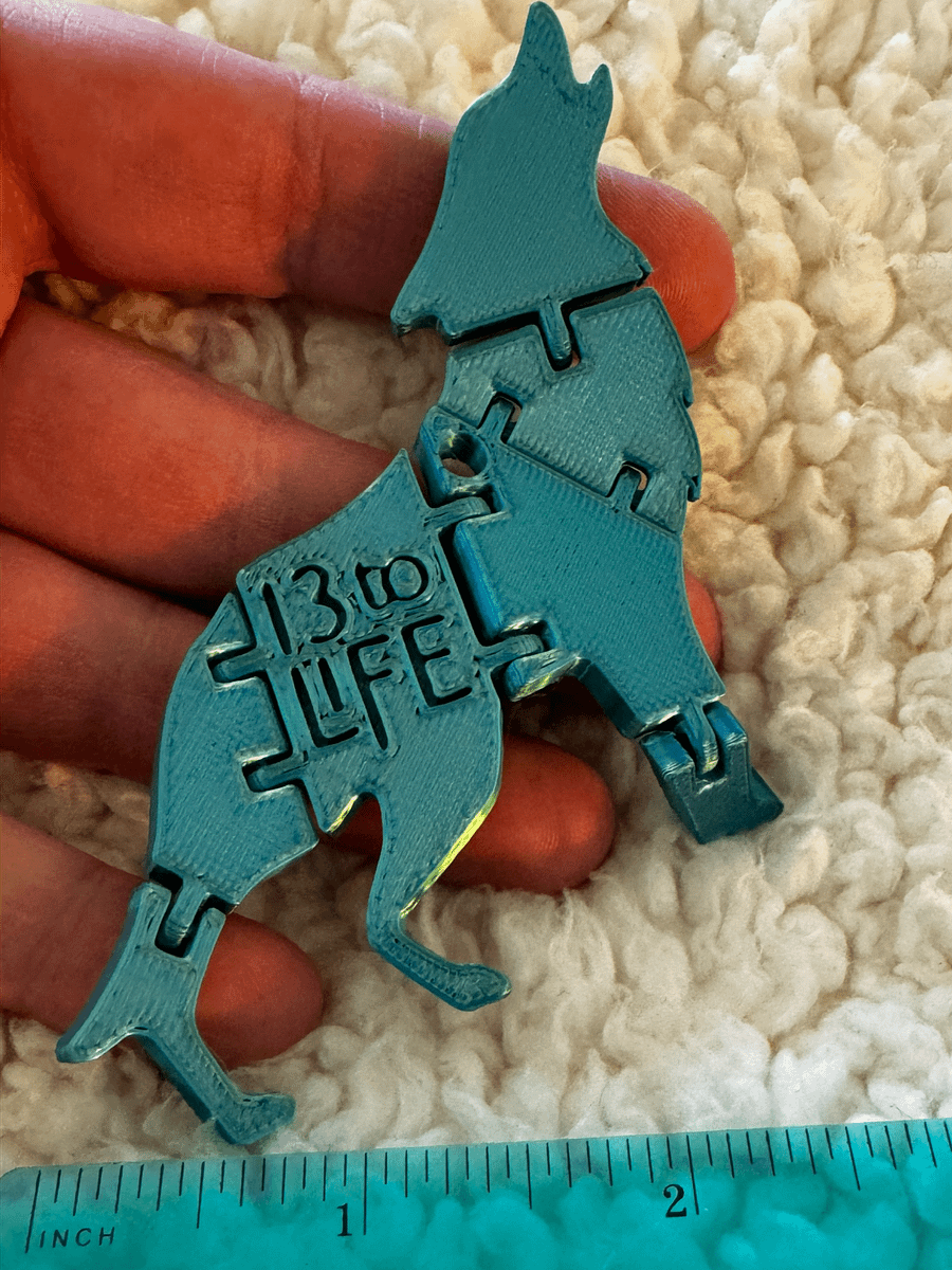 Howling Wolf PLA 3D Printed Flexi — 13 TO LIFE Keychain product image (5)