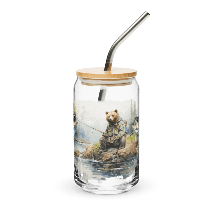 Wilderness Fishing Bear Can-Shaped Glass product image (1)