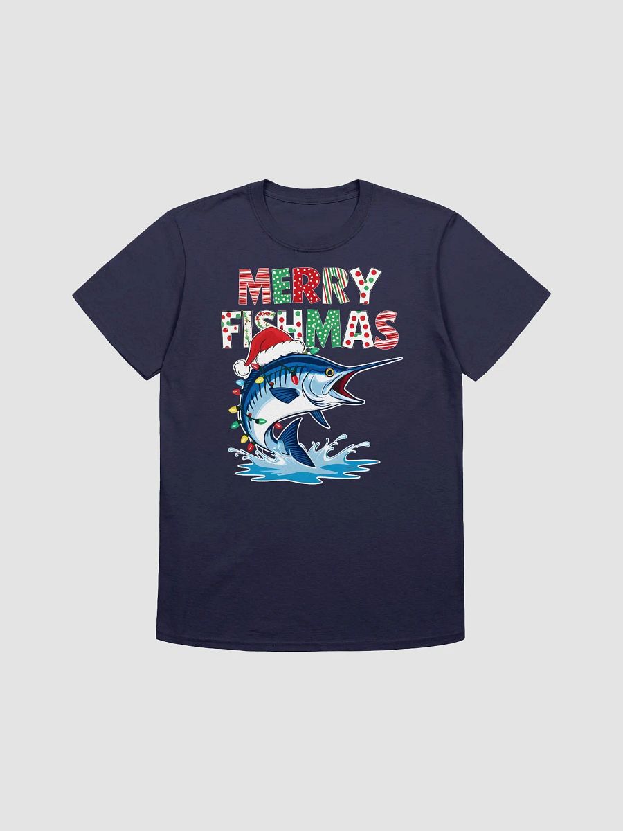 Merry Fishmas Marlin Fishing Tee with Christmas Lights shirt product image (1)