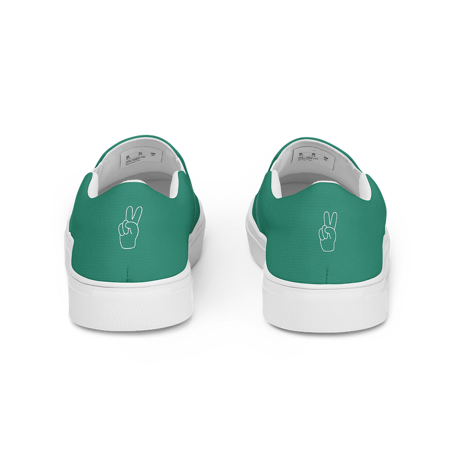 Teal Peace Sign Women's Canvas Slip-Ons product image (4)
