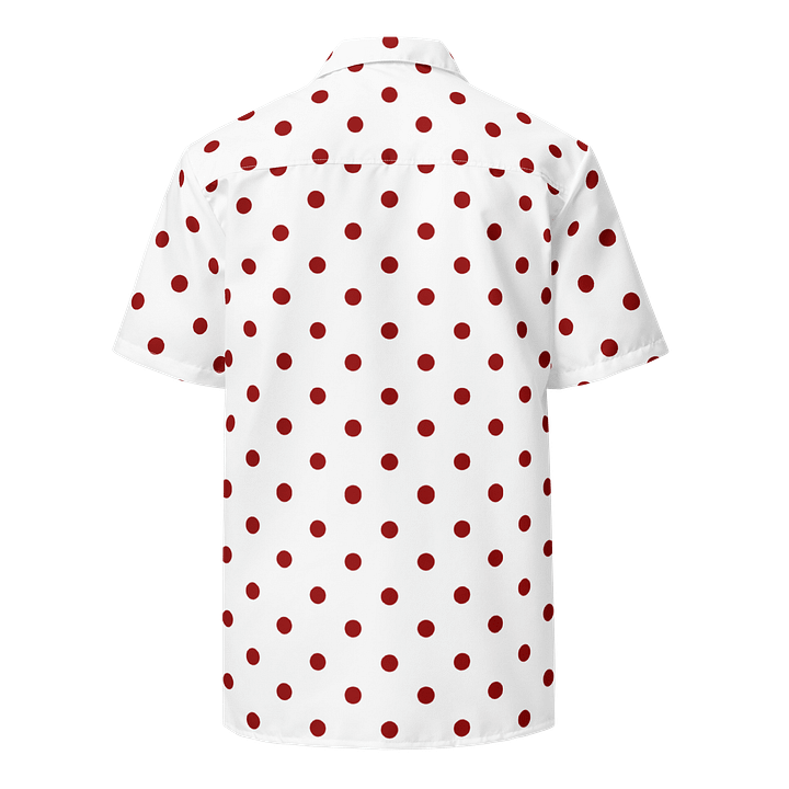 Red Polka Dots on White Hawaiian Shirt product image (2)