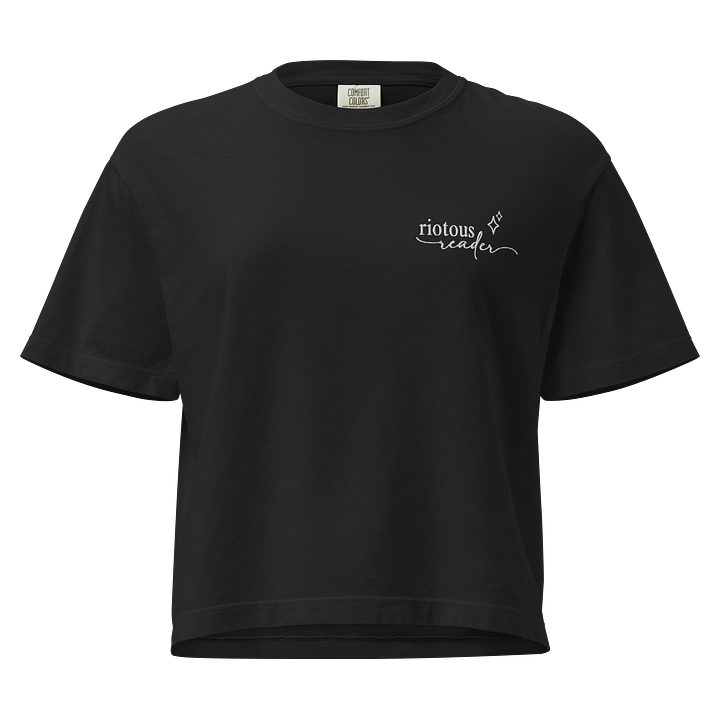 Riotous Reader Box Crop Embroidered Tee (Dark) product image (1)