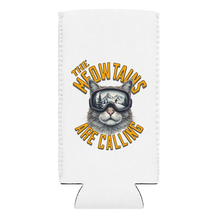 The Meowtains Are Calling Cat Skiing Coozie Can Cooler product image (2)