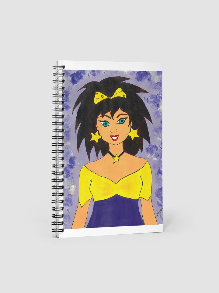 Girl with the stars (art by Dina R.) acrylic painting picture - Spiral Notebook product image (1)