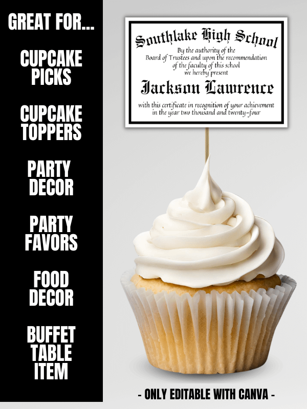 Editable Graduation Diploma Cupcake Toppers product image (5)