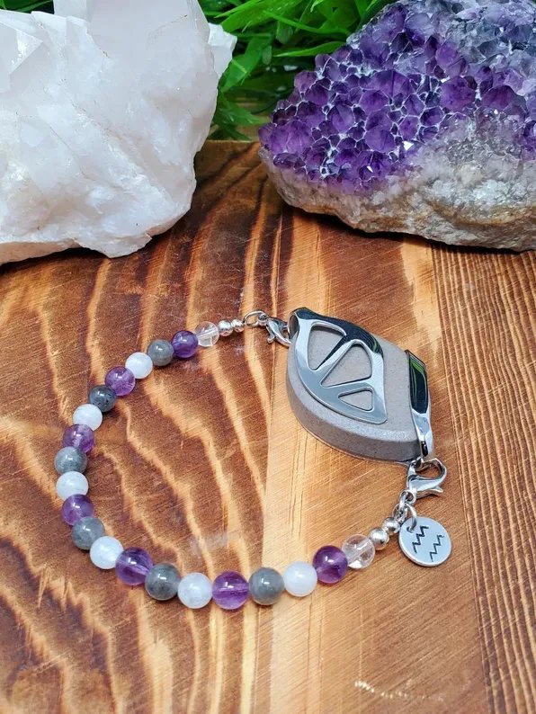 Aquarius Bracelet | Amethyst, Labradorite, Moonstone | Handmade Accessory for Bellabeat Leaf Urban & Ivy product image (1)