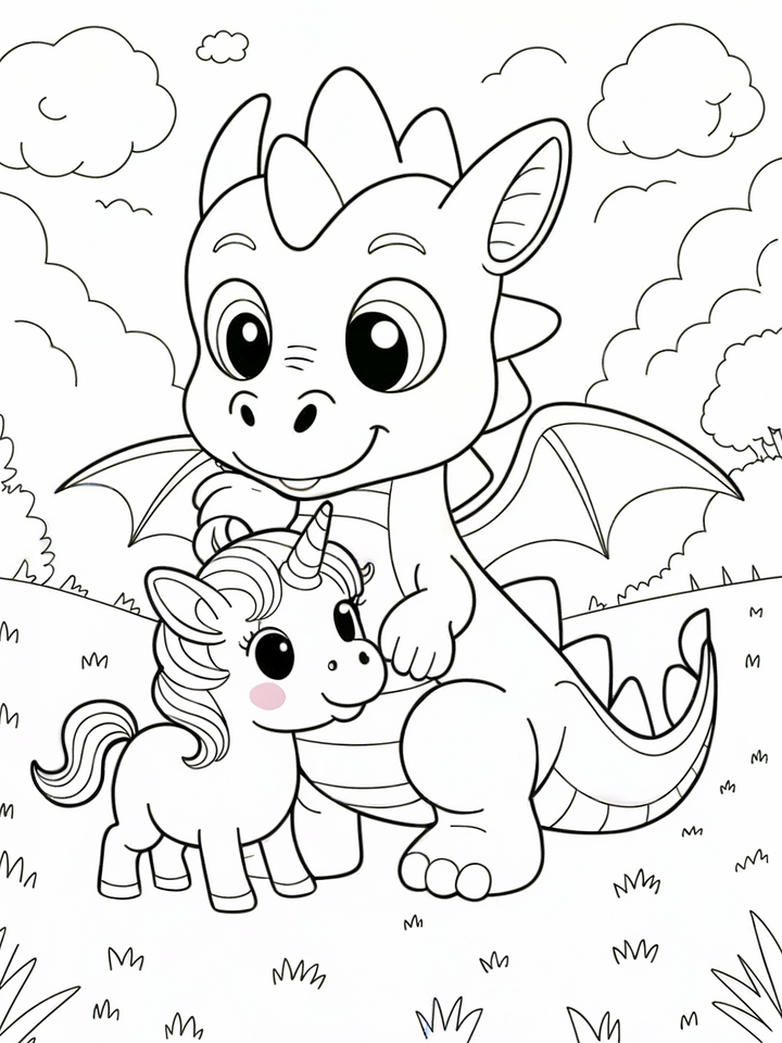 Cute Dragon Coloring Pages | 20+ Fantasy Designs | Black & White + Colored Reference Pack product image (2)