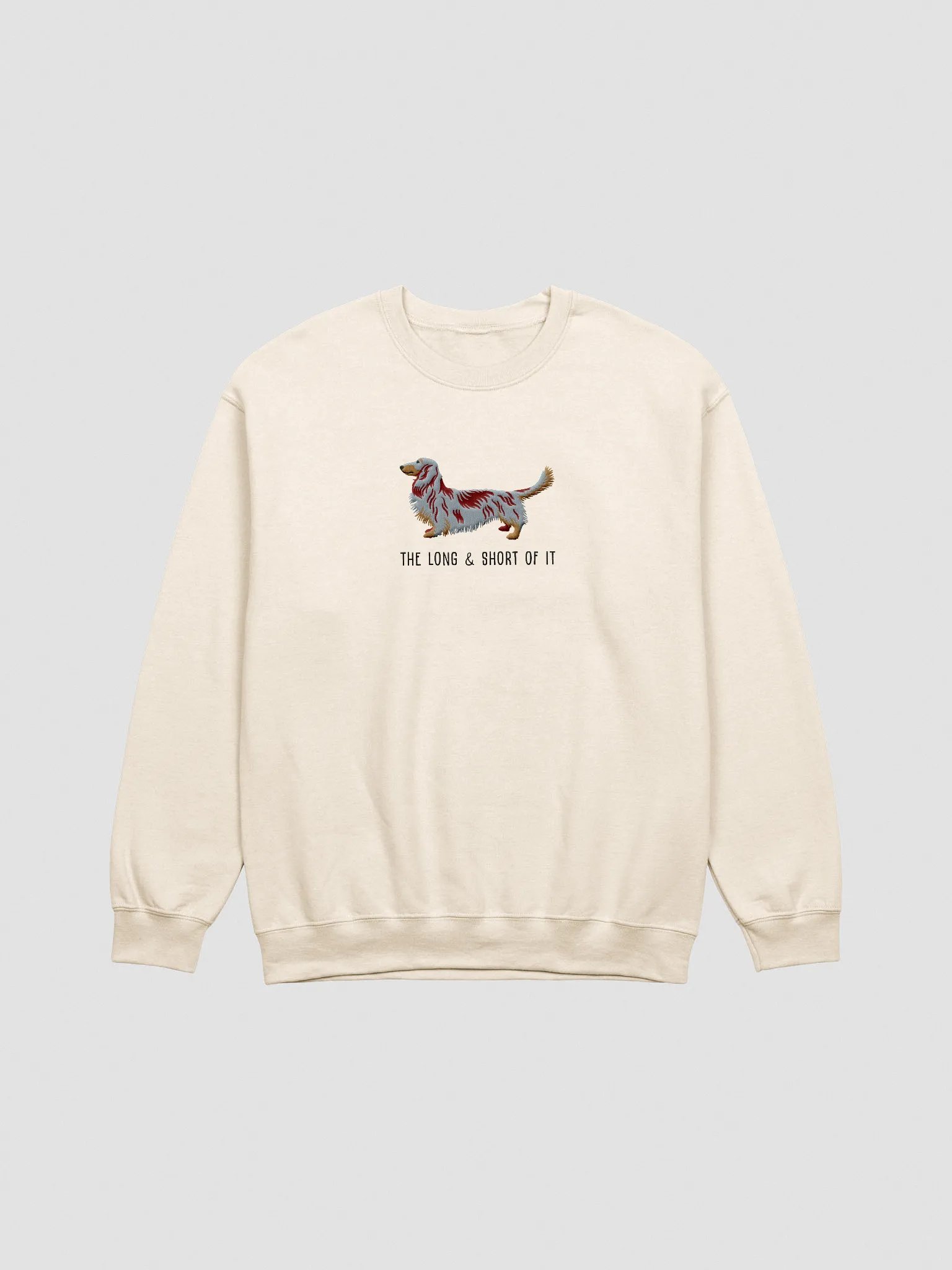 The Long & Short of It Sweatshirt (Embroidered) of a Longhaired Dachshund(Red Dapple) product image (3)