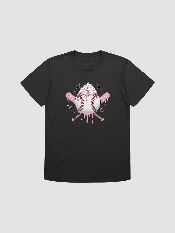 Sweet Softball Vibes T-Shirt – Cute Dripping Ice Cream Baseball & Pink Polka Dot Bats product image (1)