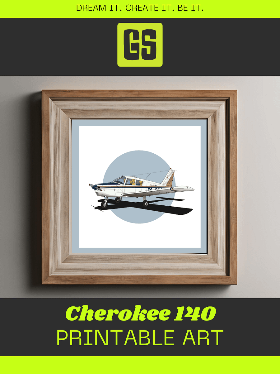 Piper Cherokee 140 ZS-EEJ Digital Printable Aviation Art Illustration Square Size The perfect Pilot Gift product image (6)