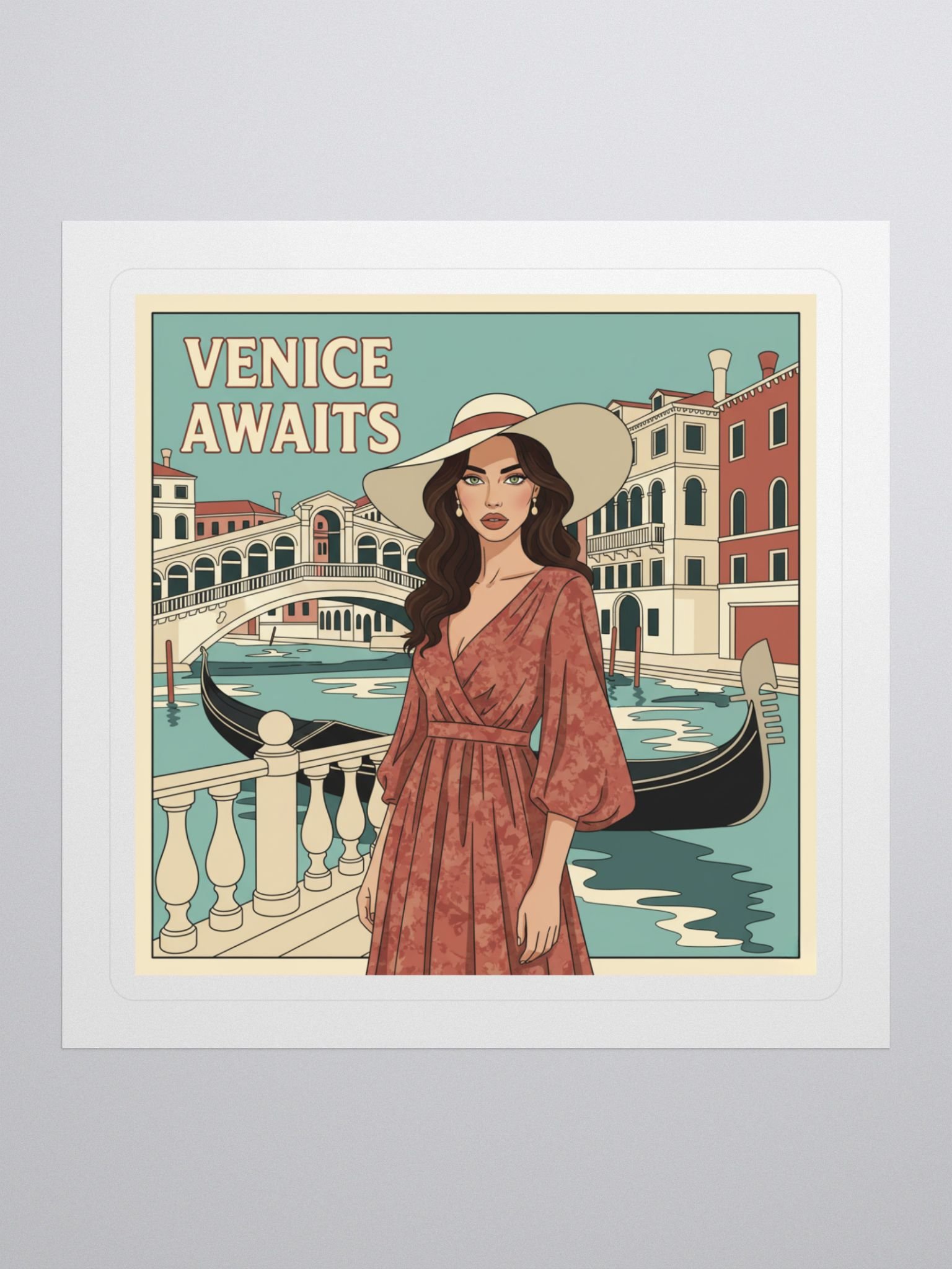 Venice Awaits Sticker – Retro Travel Art product image (1)